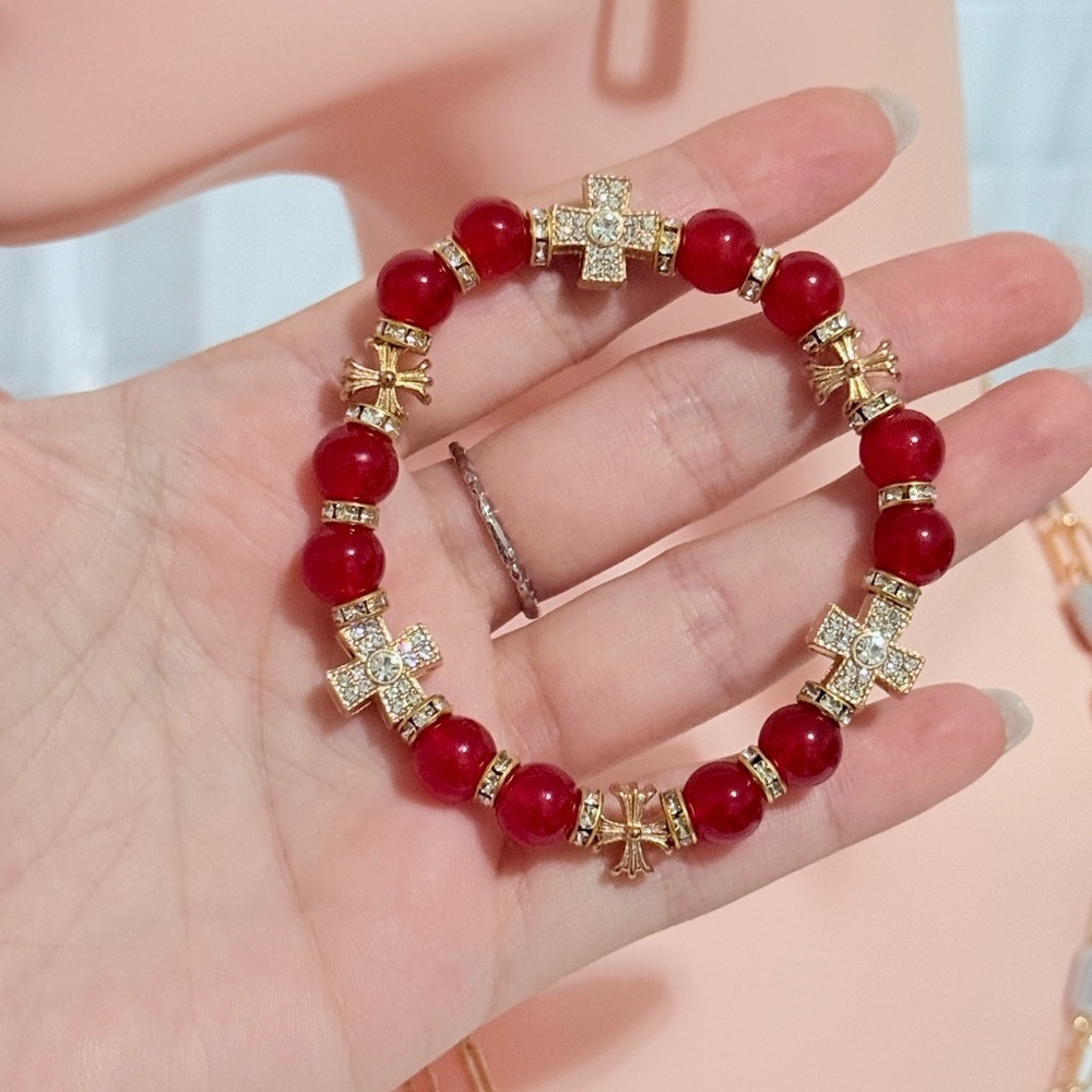 Red and Gold Beaded Bracelet - Picture 8 of 10